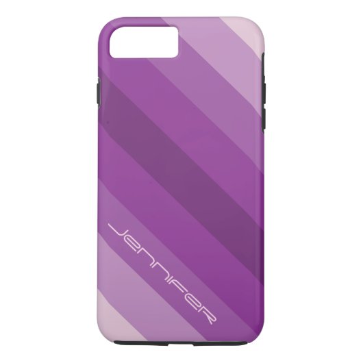 名前入りファイブパープル斜めストライプ カスタム頑丈ケース Case-Mate iPhoneケース (裏面)