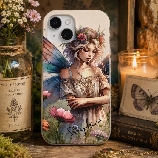 名前入りファンタジーウォーターカラーフェアリー iPhone 15ケース