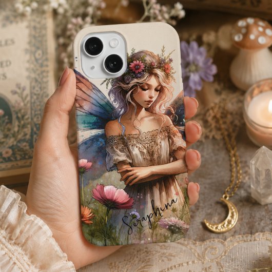名前入りファンタジーウォーターカラーフェアリー iPhone 15ケース