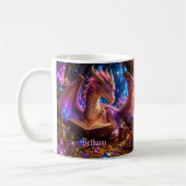 名前入りファンタジードラゴンと本とコーヒー コーヒーマグカップ (左)