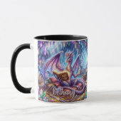 名前入りファンタジードラゴンと本とコーヒー マグカップ (左)