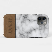 名前入りフェイク大理石＋レザーデザイン Case-Mate iPhoneケース (裏面(横))