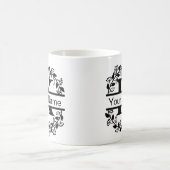 名前入りフラワーモノグラム コーヒーマグカップ (中央)
