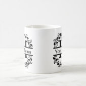 名前入りフラワーモノグラム コーヒーマグカップ (中央)