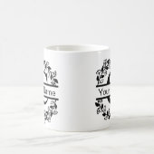 名前入りフラワーモノグラム コーヒーマグカップ (中央)