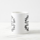 名前入りフラワーモノグラム コーヒーマグカップ (中央)