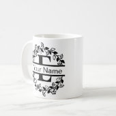 名前入りフラワーモノグラム コーヒーマグカップ (正面左)