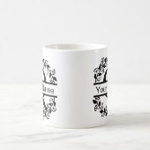 名前入りフラワーモノグラム コーヒーマグカップ (中央)