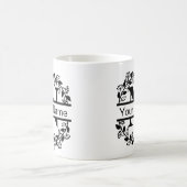 名前入りフラワーモノグラム コーヒーマグカップ (中央)