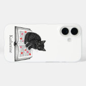 名前入りブック上の可愛い黒子猫 Case-Mate iPhoneケース (裏面 (横))