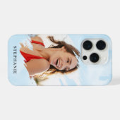 名前入りブルーウォーターカラーの洗い流しフォト iPhoneケース (裏面横)