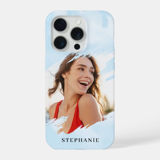 名前入りブルーウォーターカラーの洗い流しフォト iPhoneケース (裏面)
