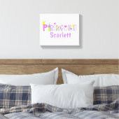 名前入りプリンセスアルファベットクラウンミニ城の杖 キャンバスプリント (インサイチュ (寝室))