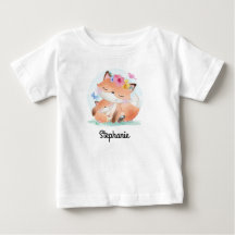 名前入りベビーTシャツ | キツネのプリント