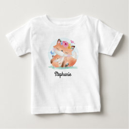 名前入りベビーTシャツ | キツネのプリント ベビーTシャツ