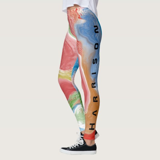 名前入りホログラフィックスターバーストアクアピンクレギンス レギンス (左)