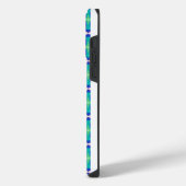 名前入りボールドピンクとブルーの幾何学模様 iPhoneケース (左側面)