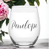 名前入りモダンスクリプト ステムなしワイングラス