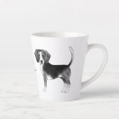 名前入りモノクロビーグル犬デザイン カフェラテマグ (右)