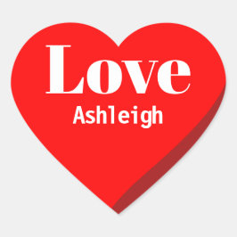 名前入りラブ レッドハート ステッカー