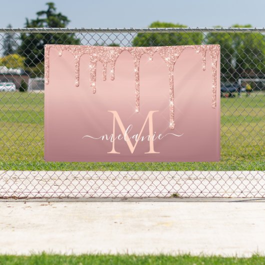 名前入りレター ローズゴールド グリッター バナー 横断幕 (インサイチュ)