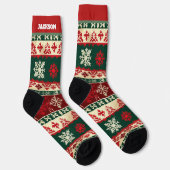 名前入りレッド＆グリーン クリスマスソックス ソックス (右)