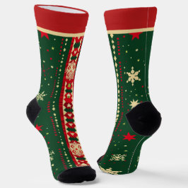 名前入りレッド&グリーン クリスマスソックス ソックス