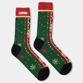 名前入りレッド＆グリーン クリスマスソックス ソックス (右)