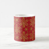 名前入りレッド&ゴールドの雪の結晶クリスマスマグ コーヒーマグカップ (中央)