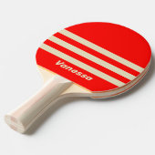 名前入りレトロチェリー3本ラインストライプ 卓球ラケット (正面アングル)