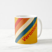 名前入りレトロマスタードストライプ コーヒーマグカップ (正面右)