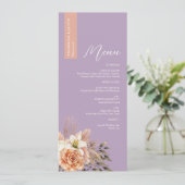 名前入りレトロ風紫の花ウェディングメニュー メニュー (スタンド正面)