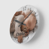 名前入り写真 大きな黒い数字 ラウンド壁時計 (傾斜)