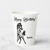 名前入り幸せな誕生日おめでとう馬 紙コップ (正面)