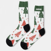 名前入り抽象的なクリスマスツリーソックス ソックス (左)