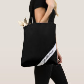 名前入り斜めストライプのモノクロトートバッグ トートバッグ (クローズアップ)