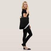 名前入り斜めストライプのモノクロトートバッグ トートバッグ (モデル)