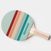 名前入り淡いシーガラスストライプの卓球パドル 卓球ラケット (横)