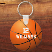 名前入り番号バスケットボール キーホルダー (正面)