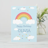 名前入り虹の子供の誕生日フラットカード サンキューカード (スタンド正面)