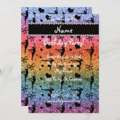 名前入り虹色グリッター体操着 招待状 (正面/裏面)