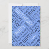 名前入り誕生日パーティー招待状 青 招待状 (正面)