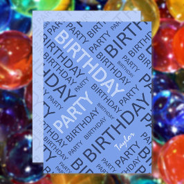 名前入り誕生日パーティー招待状 青 招待状