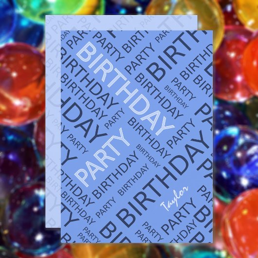 名前入り誕生日パーティー招待状 青 招待状