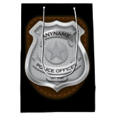 名前入り警察官シェリフバッジ ミディアムペーパーバッグ (裏面)