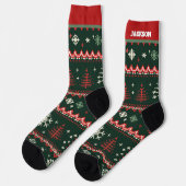 名前入り赤と緑のクリスマスソックス ソックス (左)