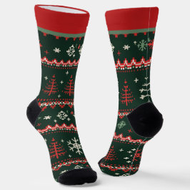 名前入り赤と緑のクリスマスソックス ソックス