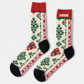 名前入り赤と緑のクリスマスソックス ソックス (左)