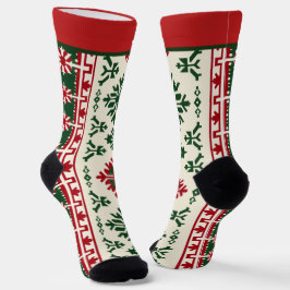 名前入り赤と緑のクリスマスソックス ソックス