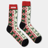 名前入り赤と緑のクリスマスソックス ソックス (右)